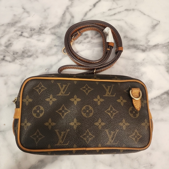 861 FLAW Authentic LV vintage Monogram Marley Bandouliere Shoulder Bag - Picture 1 of 14